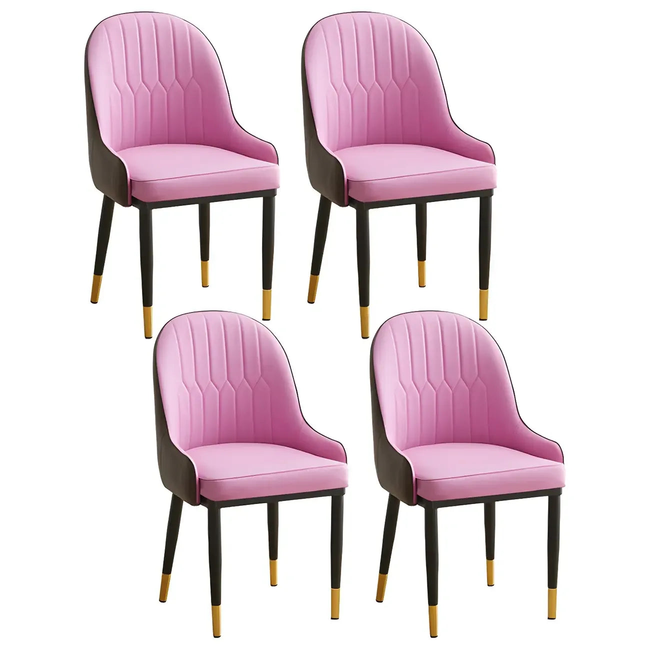 Contemporary Leather Armrest Dining Chair Curved Back