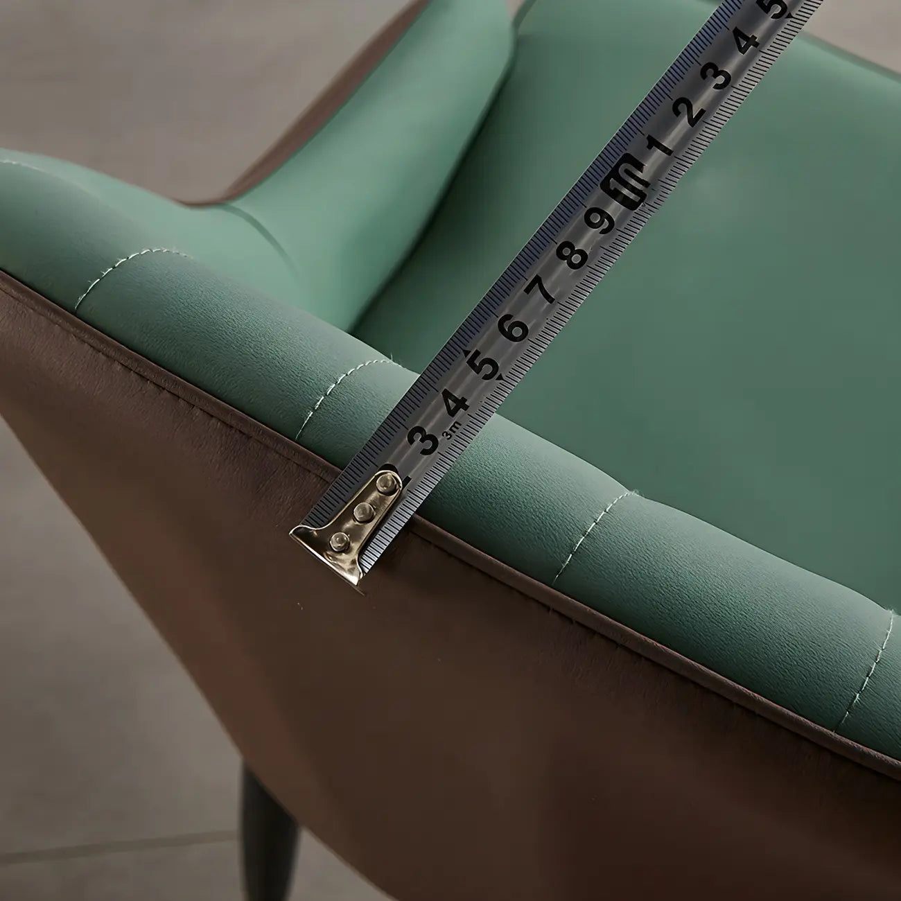 Contemporary Leather Armrest Dining Chair Curved Back