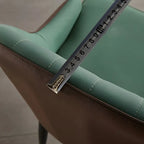 Contemporary Leather Armrest Dining Chair Curved Back