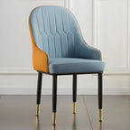 Contemporary Leather Armrest Dining Chair Curved Back