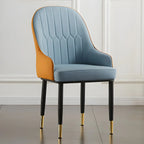 Contemporary Leather Armrest Dining Chair Curved Back