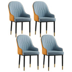 Contemporary Leather Armrest Dining Chair Curved Back