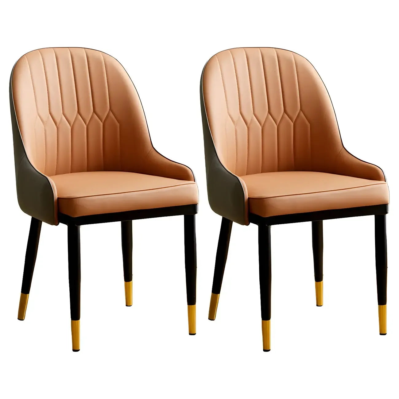 Contemporary Leather Armrest Dining Chair Curved Back