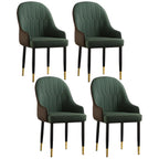 Contemporary Leather Armrest Dining Chair Curved Back