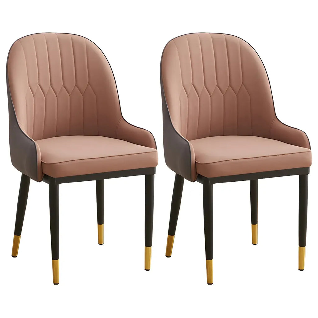 Contemporary Leather Armrest Dining Chair Curved Back