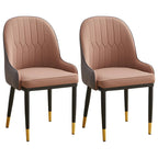 Contemporary Leather Armrest Dining Chair Curved Back