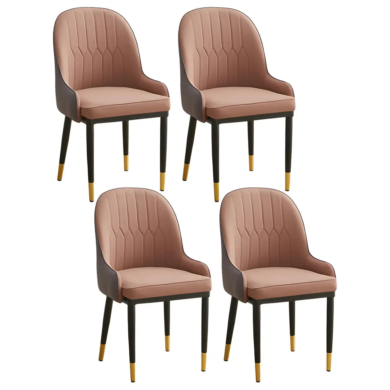 Contemporary Leather Armrest Dining Chair Curved Back
