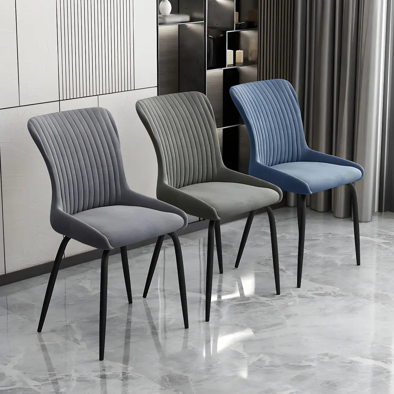 Industrial Dark Gray Armless Kitchen Dining Chairs