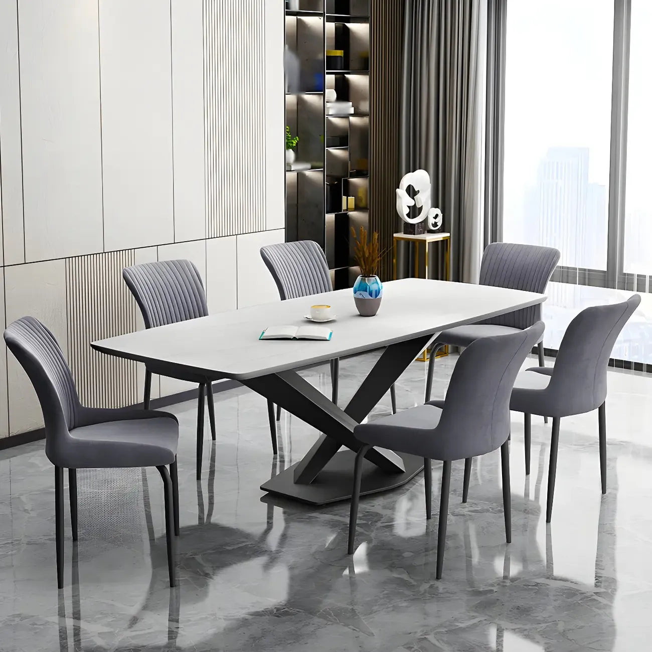 Industrial Dark Gray Armless Kitchen Dining Chairs