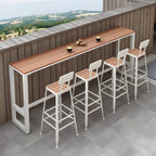 Modern White Wooden Slatted Outdoor Bar Tables for Patio