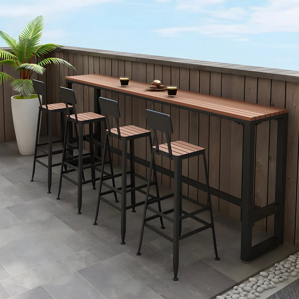 Modern White Wooden Slatted Outdoor Bar Tables for Patio