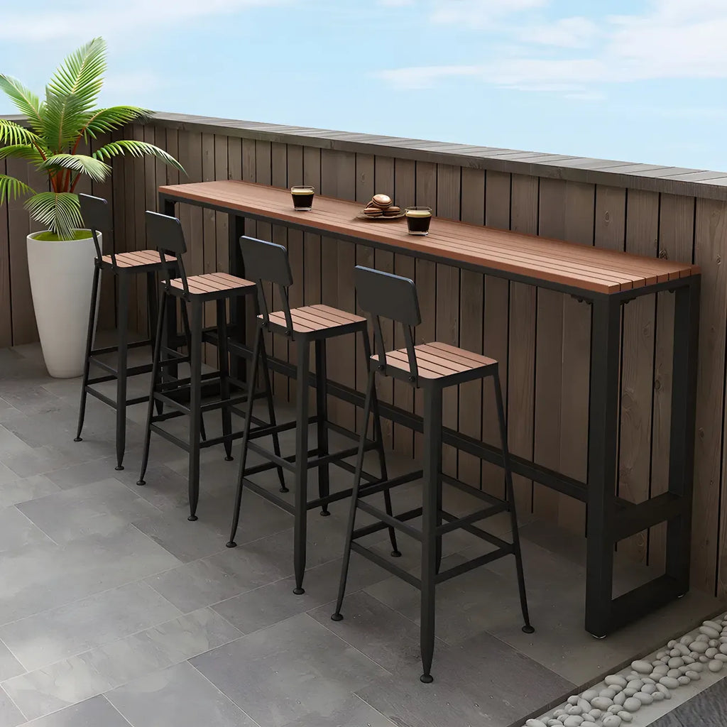 Modern White Wooden Slatted Outdoor Bar Tables for Patio