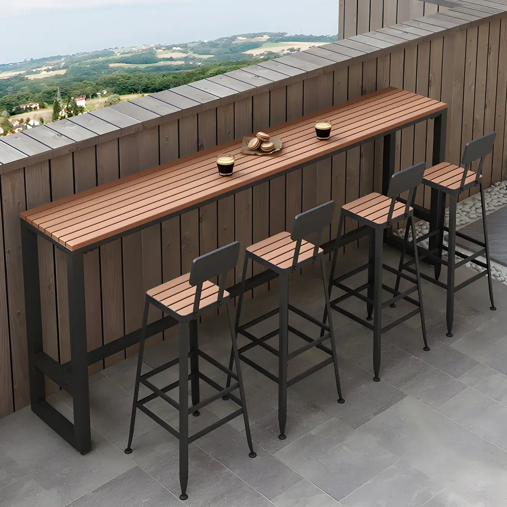 Modern White Wooden Slatted Outdoor Bar Tables for Patio
