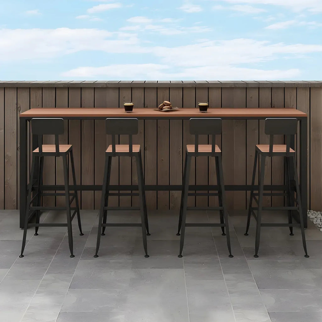Modern White Wooden Slatted Outdoor Bar Tables for Patio