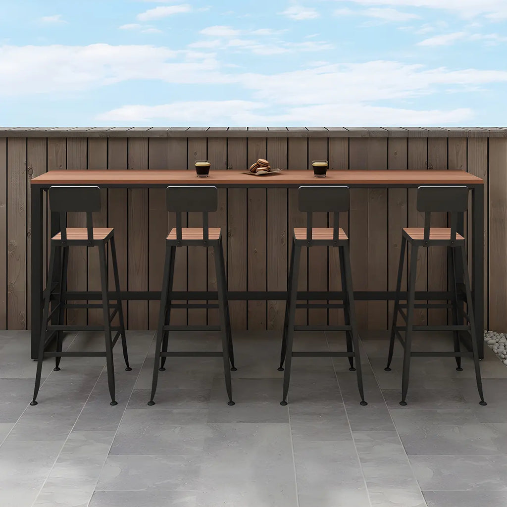 Modern White Wooden Slatted Outdoor Bar Tables for Patio