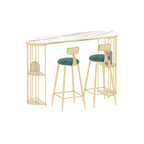 Modern Black Gold Stone Metal Storage Oblong Bar Tables