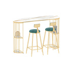 Modern Black Gold Stone Metal Storage Oblong Bar Tables