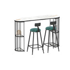 Modern Black Gold Stone Metal Storage Oblong Bar Tables