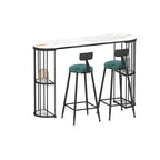 Modern Black Gold Stone Metal Storage Oblong Bar Tables