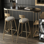 Modern Black Gold Stone Metal Storage Oblong Bar Tables