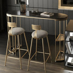 Modern Black Gold Stone Metal Storage Oblong Bar Tables