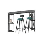 Modern Black Gold Stone Metal Storage Oblong Bar Tables