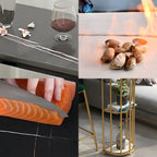 Modern Black Gold Stone Metal Storage Oblong Bar Tables