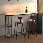 Modern Black Gold Stone Metal Storage Oblong Bar Tables