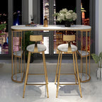 Modern Black Gold Stone Metal Storage Oblong Bar Tables