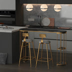 Modern Black Gold Stone Metal Storage Oblong Bar Tables