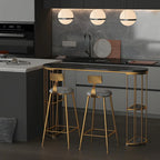 Modern Black Gold Stone Metal Storage Oblong Bar Tables