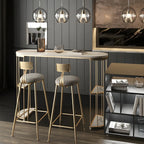 Modern Black Gold Stone Metal Storage Oblong Bar Tables