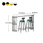 Modern Black Gold Stone Metal Storage Oblong Bar Tables