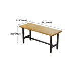 Rectangular Iron Frame Trestle Wood Bar Table with Footrest