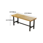 Rectangular Iron Frame Trestle Wood Bar Table with Footrest