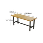 Rectangular Iron Frame Trestle Wood Bar Table with Footrest