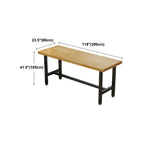 Rectangular Iron Frame Trestle Wood Bar Table with Footrest