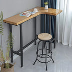 Industrial Natural Wooden Iron Trestle L-Shape Bar Tables
