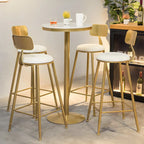 Glam Gold Faux Marble Pedestal Bar Tables for Bistro