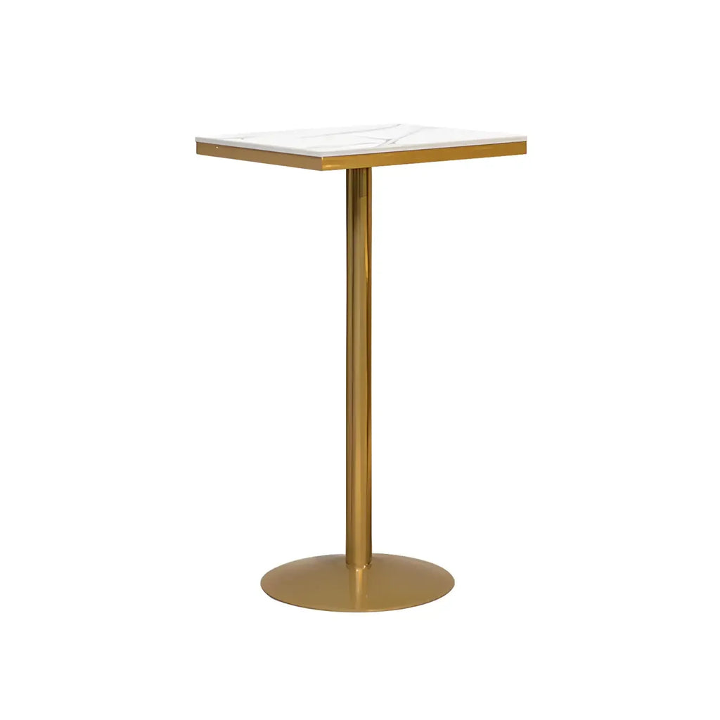 Glam Gold Faux Marble Pedestal Bar Tables for Bistro