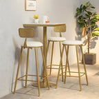 Glam Gold Faux Marble Pedestal Bar Tables for Bistro
