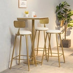 Glam Gold Faux Marble Pedestal Bar Tables for Bistro