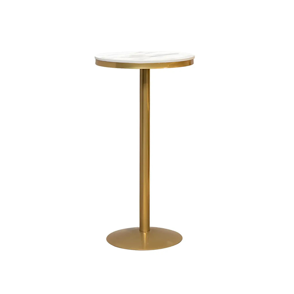 Glam Gold Faux Marble Pedestal Bar Tables for Bistro