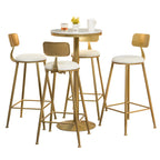 Glam Gold Faux Marble Pedestal Bar Tables for Bistro