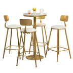 Glam Gold Faux Marble Pedestal Bar Tables for Bistro
