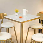 Glam Gold Faux Marble Pedestal Bar Tables for Bistro