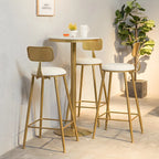 Glam Gold Faux Marble Pedestal Bar Tables for Bistro