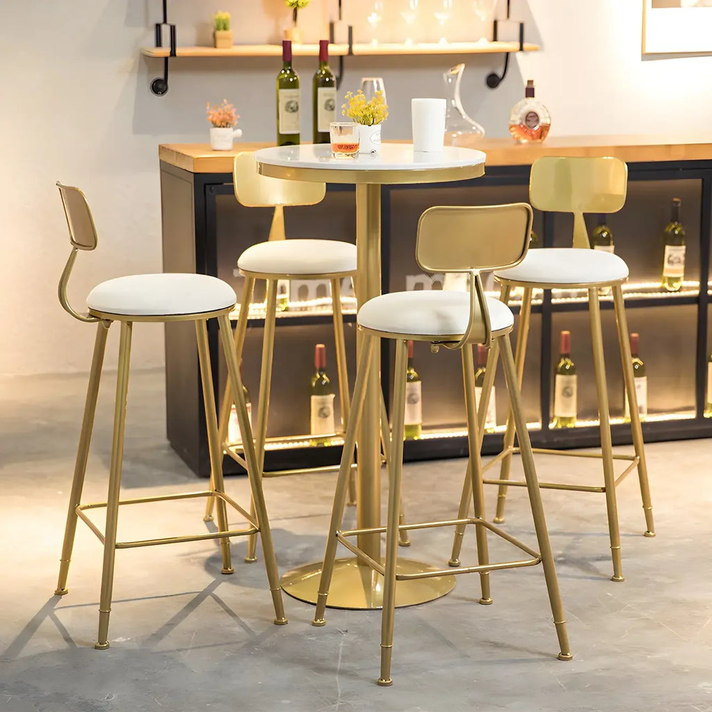 Glam Gold Faux Marble Pedestal Bar Tables for Bistro