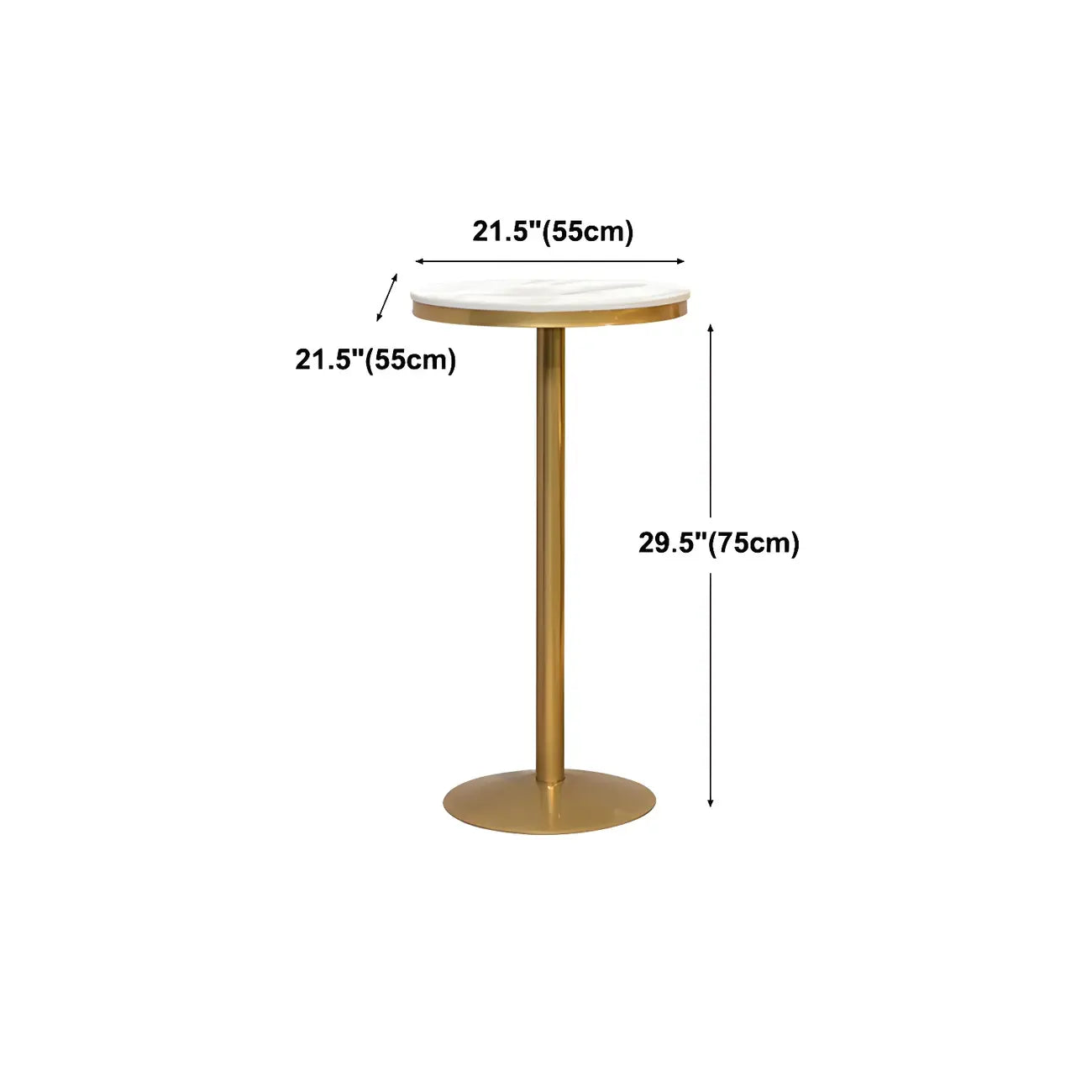 Glam Gold Faux Marble Pedestal Bar Tables for Bistro