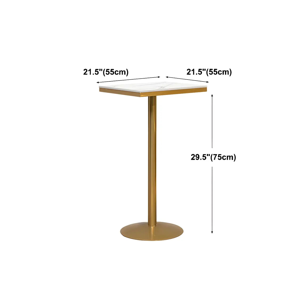 Glam Gold Faux Marble Pedestal Bar Tables for Bistro